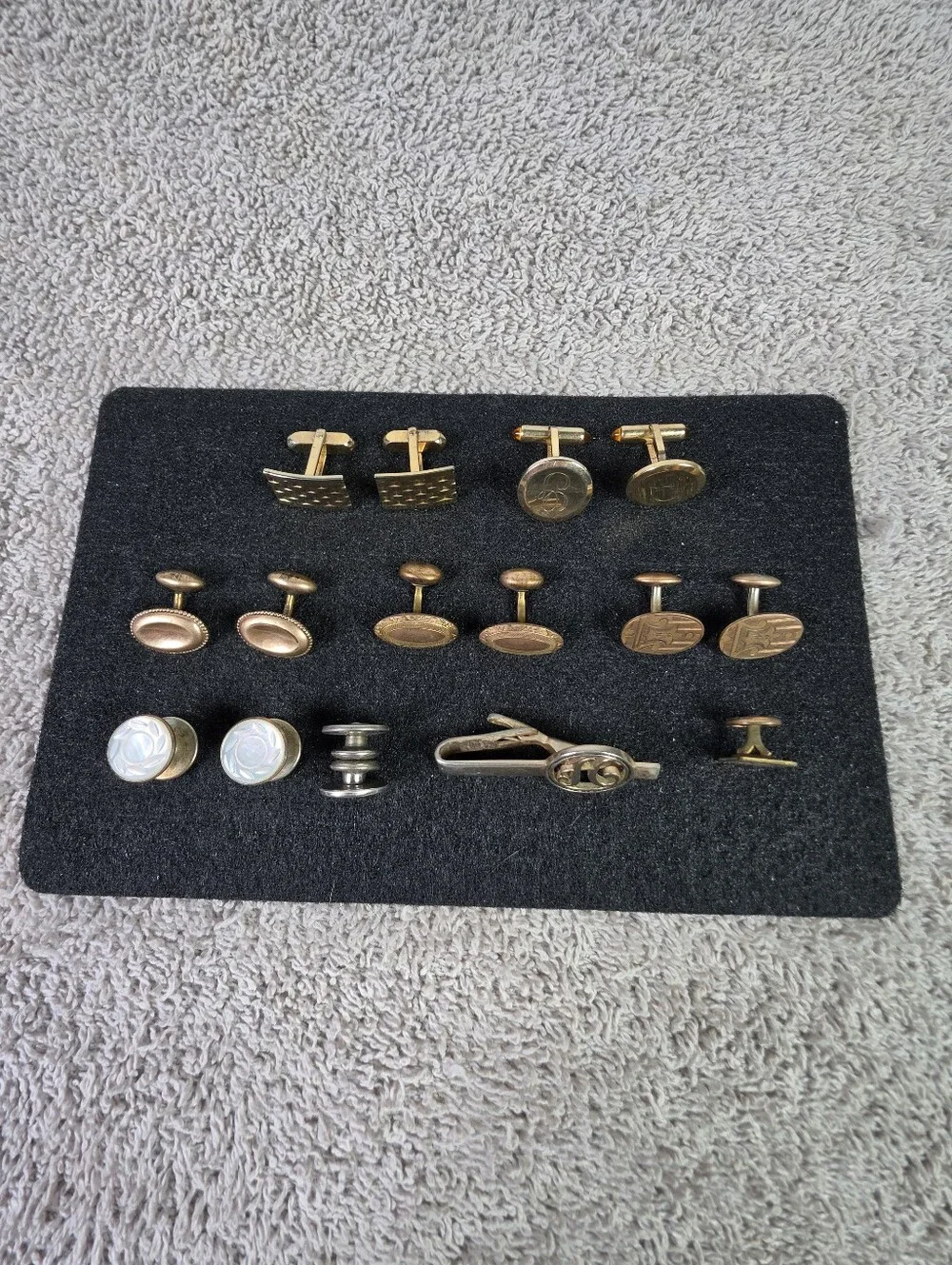 Men's Gold-Tone and Silver Cufflink & Tie Clip Set - Classic Multipack